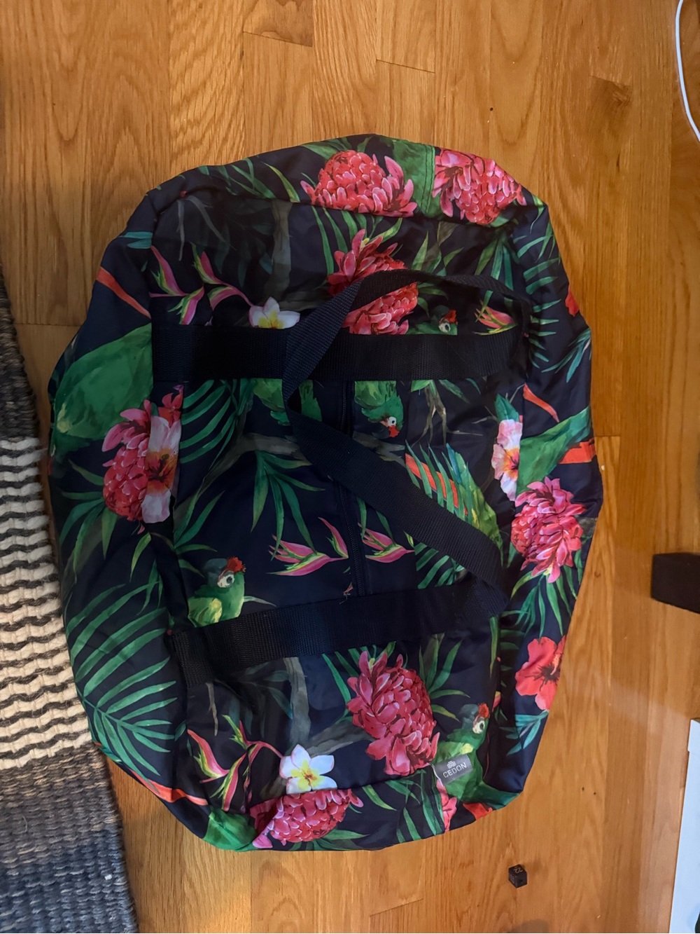 Tropical Floral Weekender Bag - Navy Pink Green